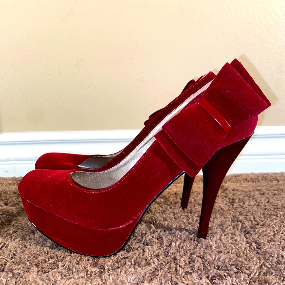 Burgundy platform heels